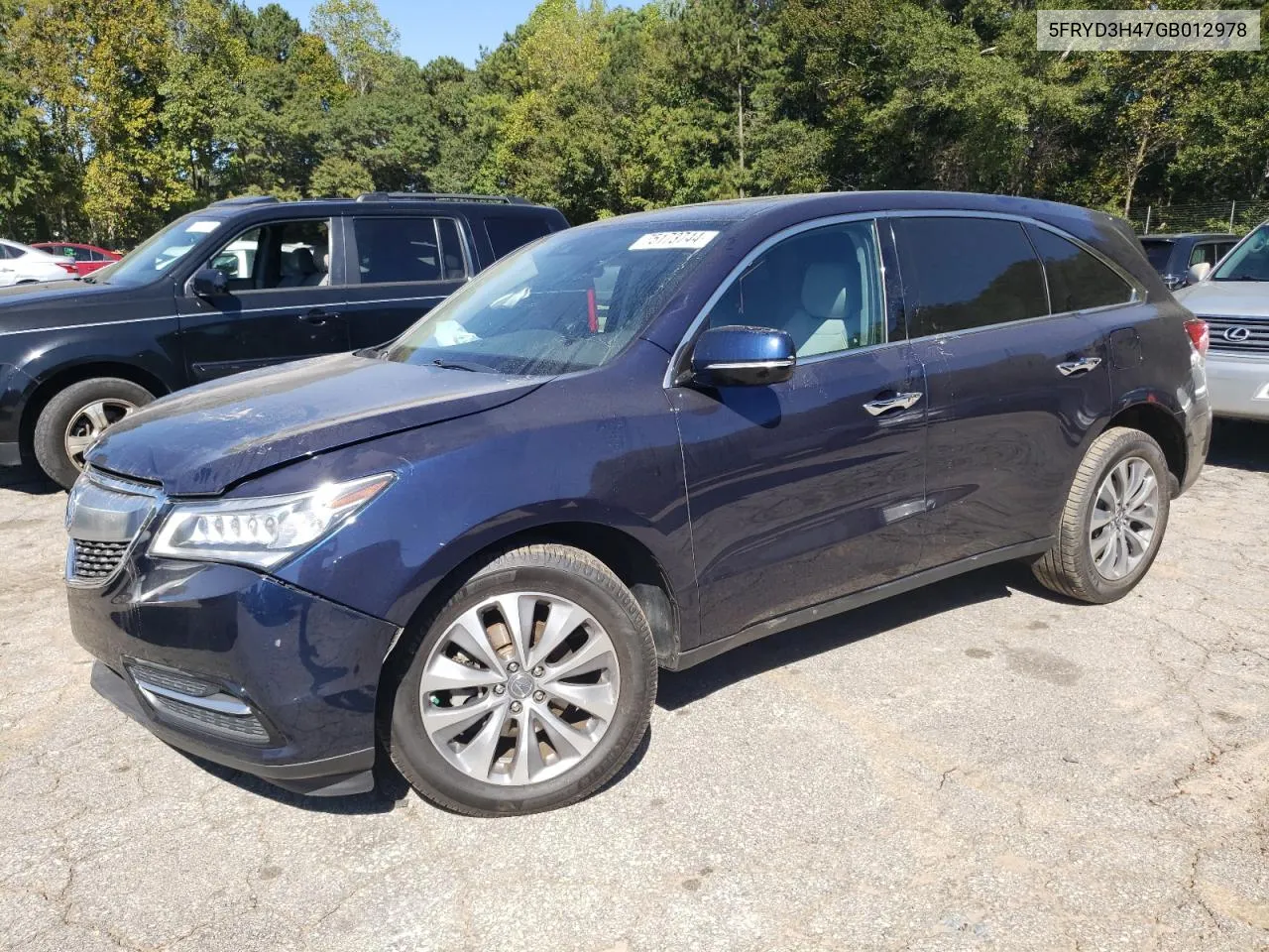 2016 Acura Mdx Technology VIN: 5FRYD3H47GB012978 Lot: 75173744