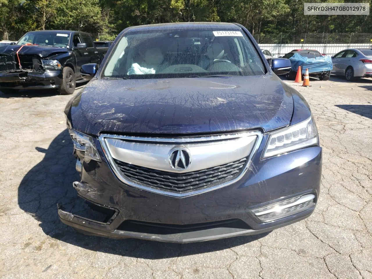 2016 Acura Mdx Technology VIN: 5FRYD3H47GB012978 Lot: 75173744