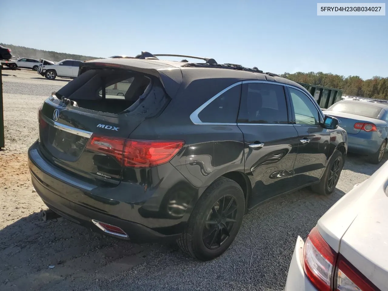 2016 Acura Mdx VIN: 5FRYD4H23GB034027 Lot: 75521714