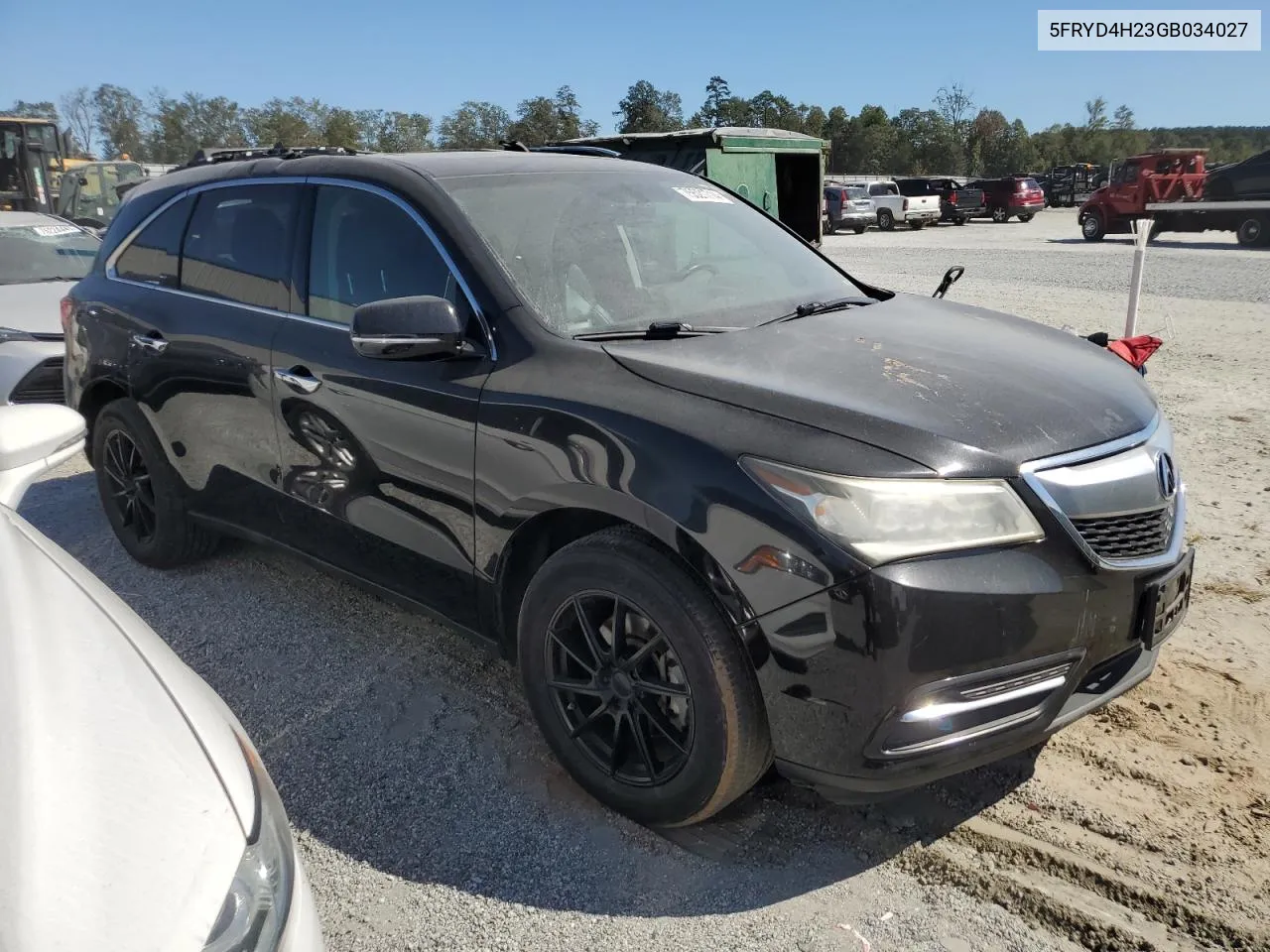 2016 Acura Mdx VIN: 5FRYD4H23GB034027 Lot: 75521714