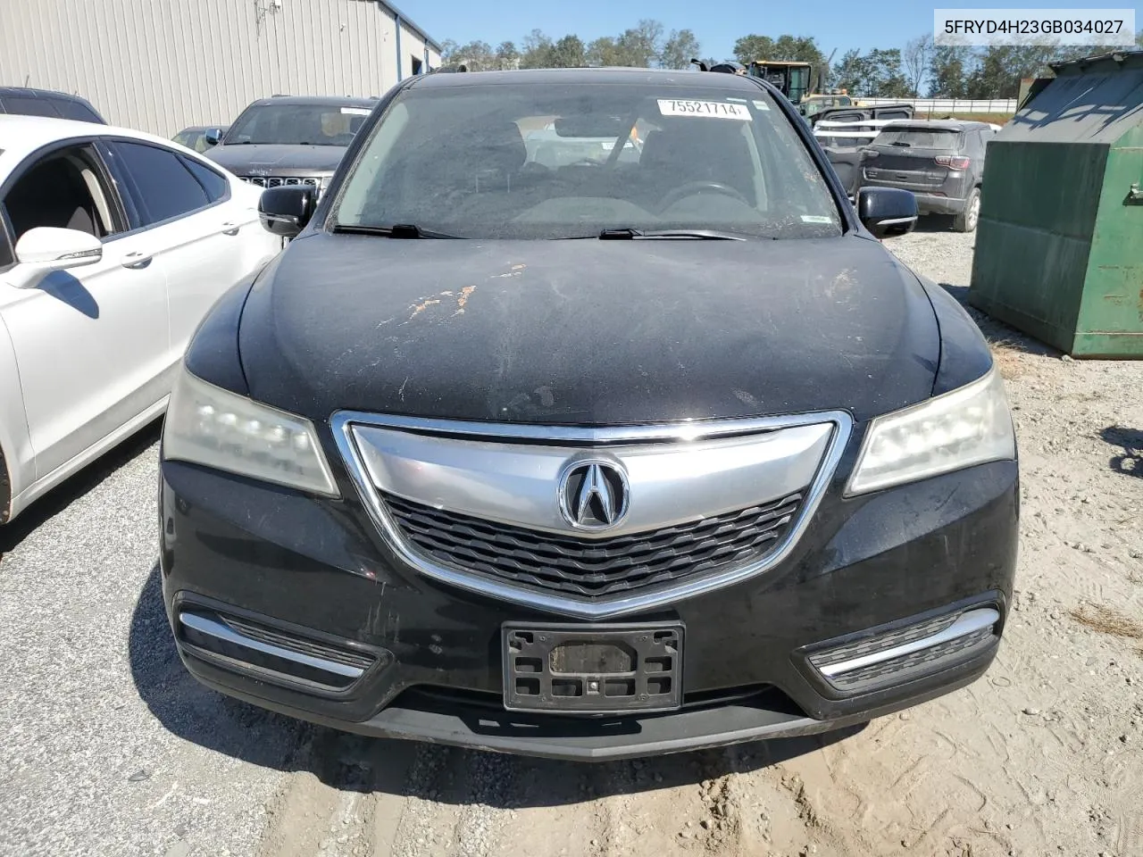 2016 Acura Mdx VIN: 5FRYD4H23GB034027 Lot: 75521714