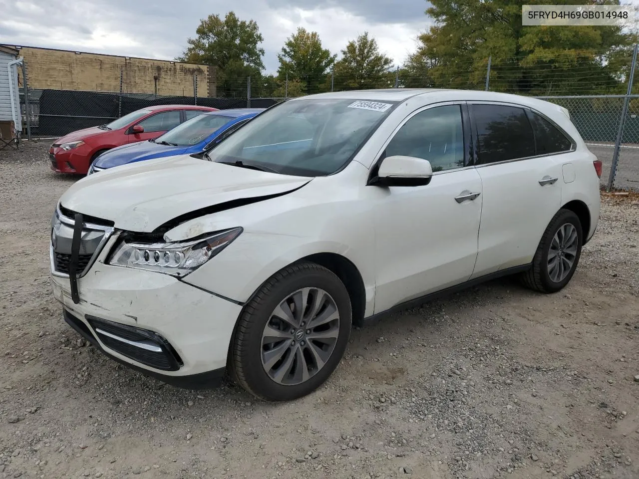 2016 Acura Mdx Technology VIN: 5FRYD4H69GB014948 Lot: 75594324