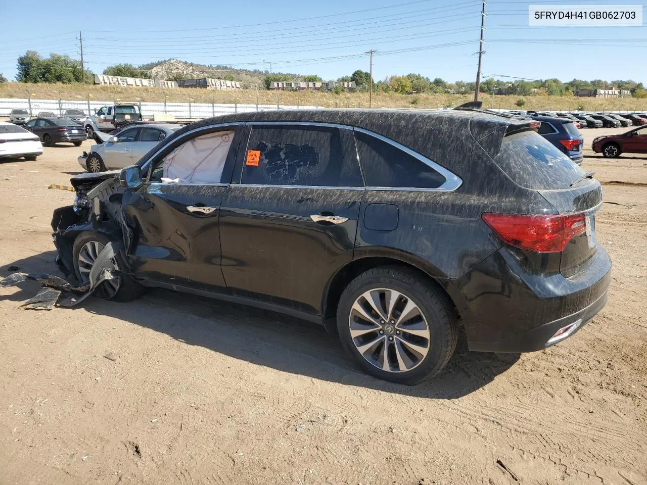 2016 Acura Mdx Technology VIN: 5FRYD4H41GB062703 Lot: 76283504