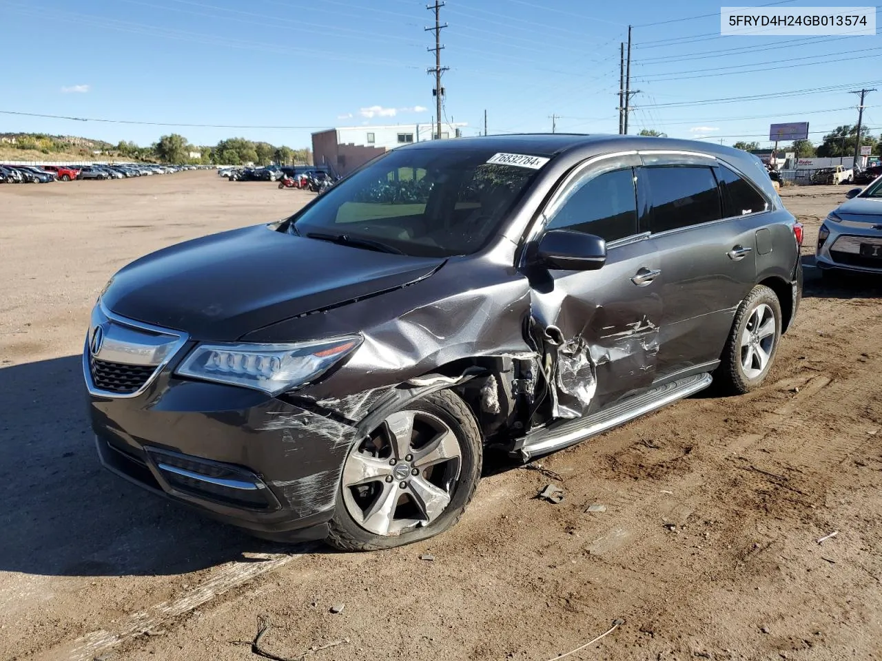 2016 Acura Mdx VIN: 5FRYD4H24GB013574 Lot: 76832784