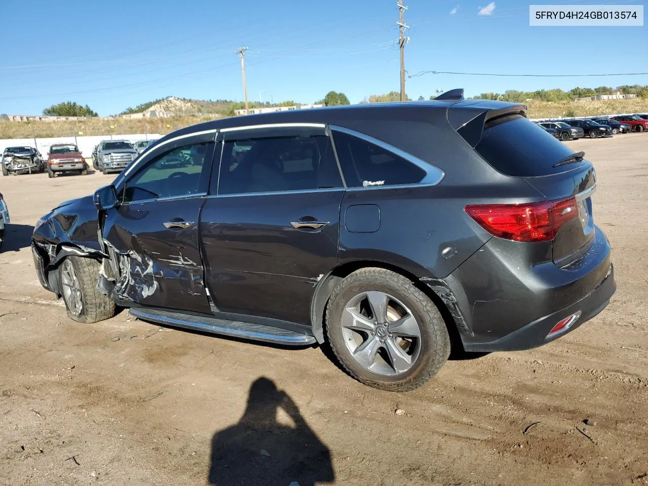 2016 Acura Mdx VIN: 5FRYD4H24GB013574 Lot: 76832784