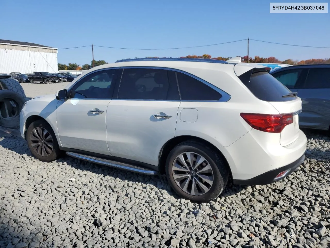 2016 Acura Mdx Technology VIN: 5FRYD4H42GB037048 Lot: 77310604