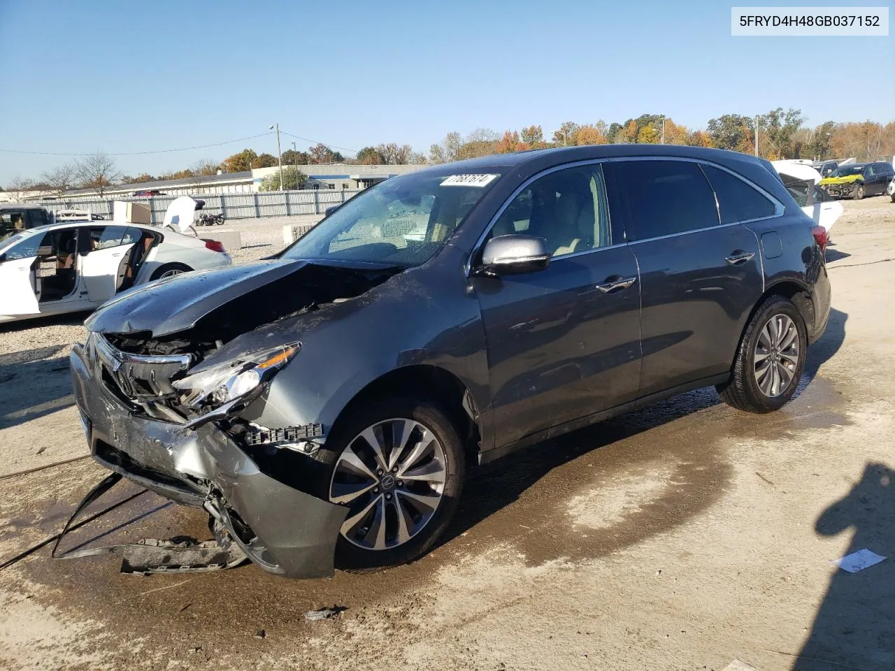 2016 Acura Mdx Technology VIN: 5FRYD4H48GB037152 Lot: 77687674