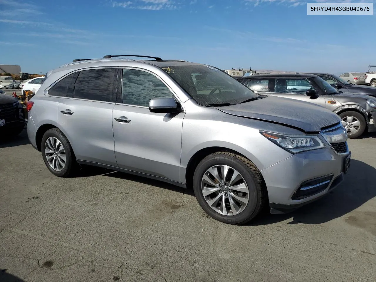 2016 Acura Mdx Technology VIN: 5FRYD4H43GB049676 Lot: 78093954