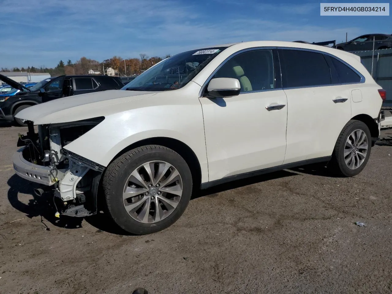 2016 Acura Mdx Technology VIN: 5FRYD4H40GB034214 Lot: 78882314