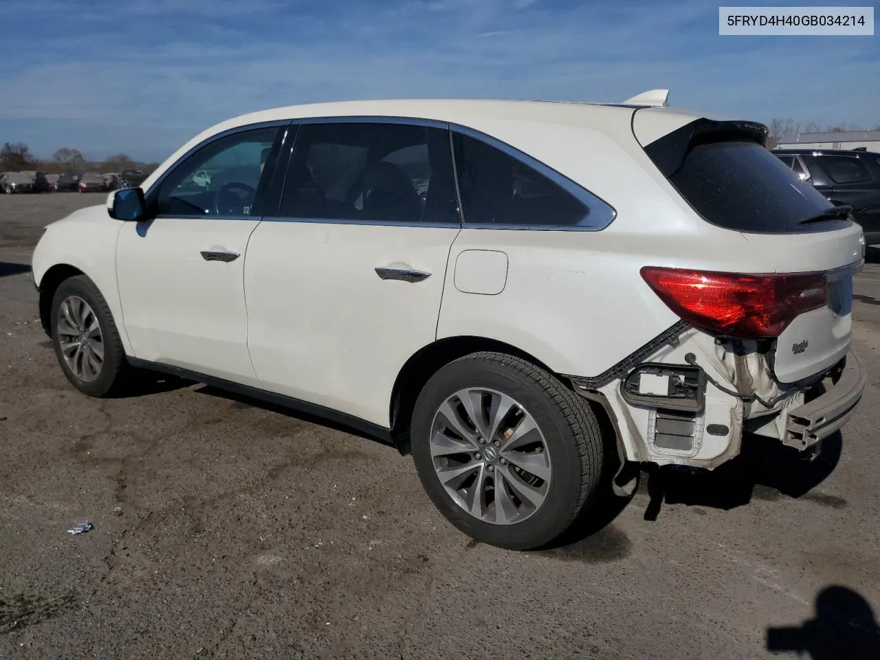 2016 Acura Mdx Technology VIN: 5FRYD4H40GB034214 Lot: 78882314