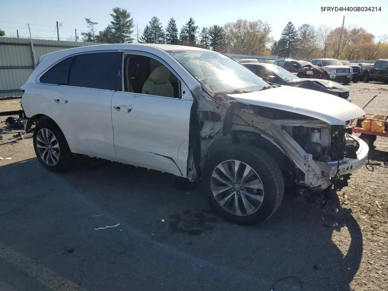 2016 Acura Mdx Technology VIN: 5FRYD4H40GB034214 Lot: 78882314