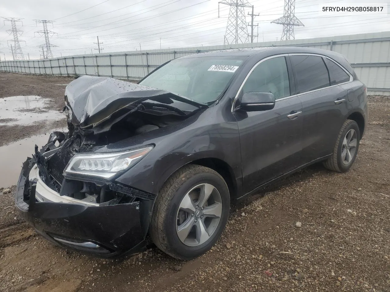 2016 Acura Mdx VIN: 5FRYD4H29GB058817 Lot: 78958294