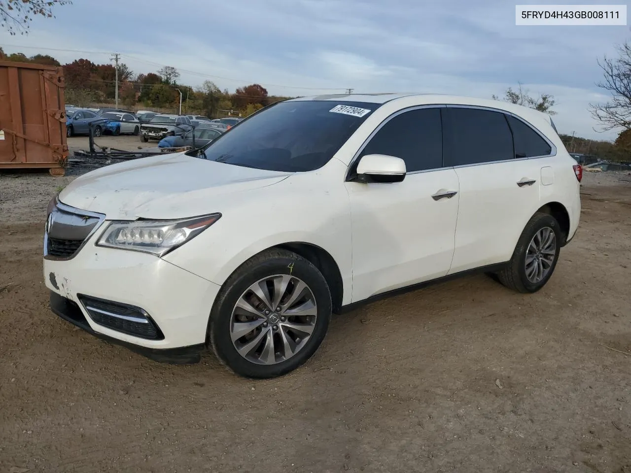 2016 Acura Mdx Technology VIN: 5FRYD4H43GB008111 Lot: 79172904