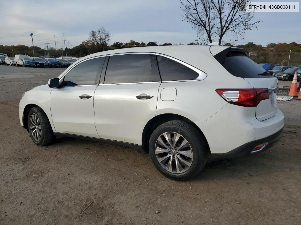 2016 Acura Mdx Technology VIN: 5FRYD4H43GB008111 Lot: 79172904