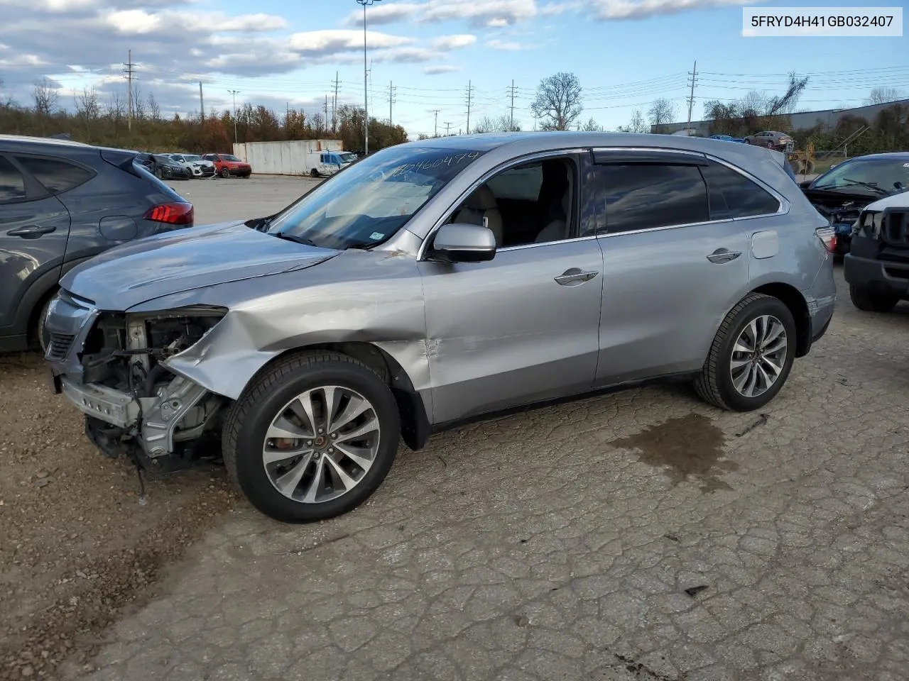 2016 Acura Mdx Technology VIN: 5FRYD4H41GB032407 Lot: 80460474