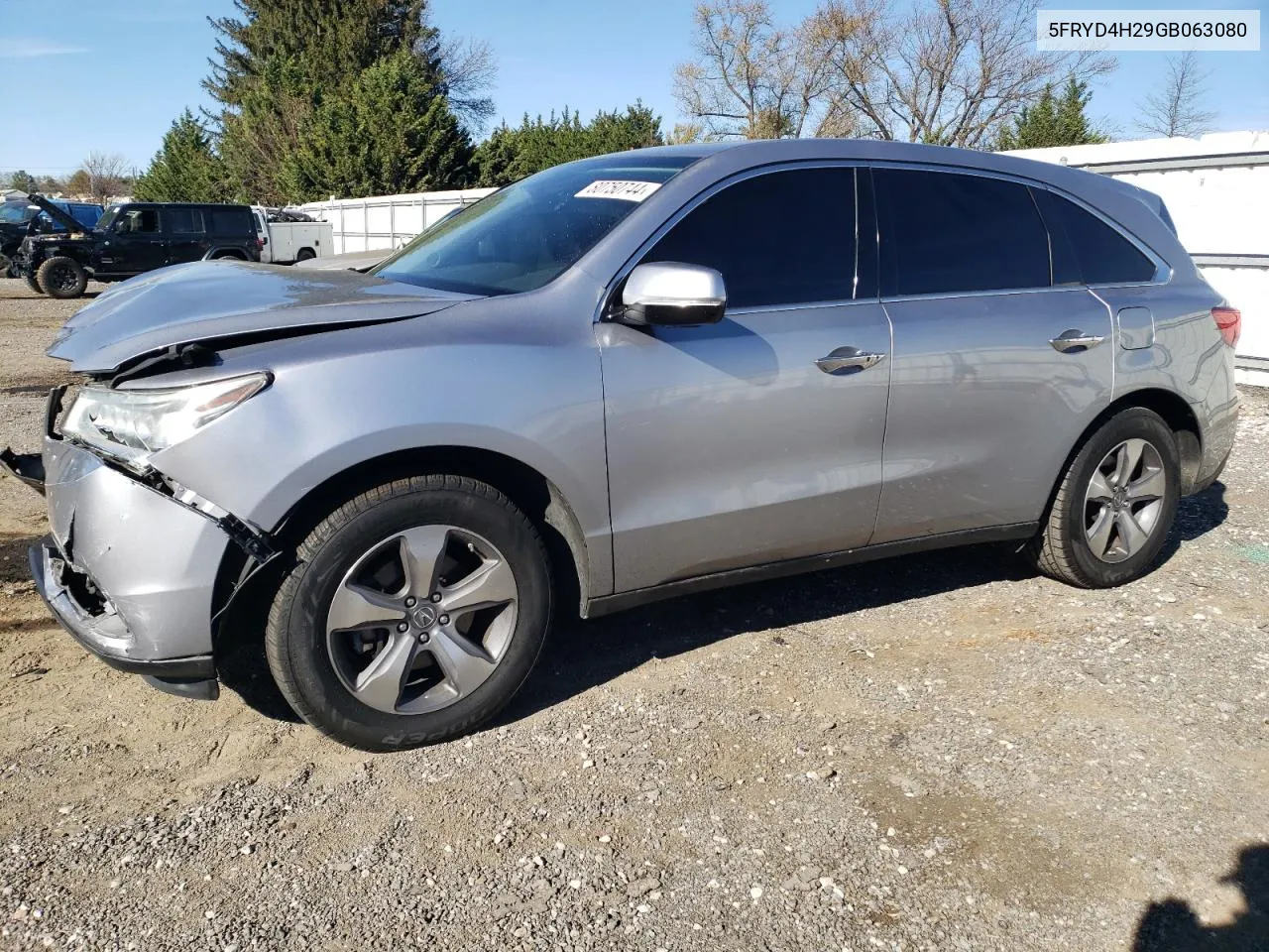 2016 Acura Mdx VIN: 5FRYD4H29GB063080 Lot: 80750744