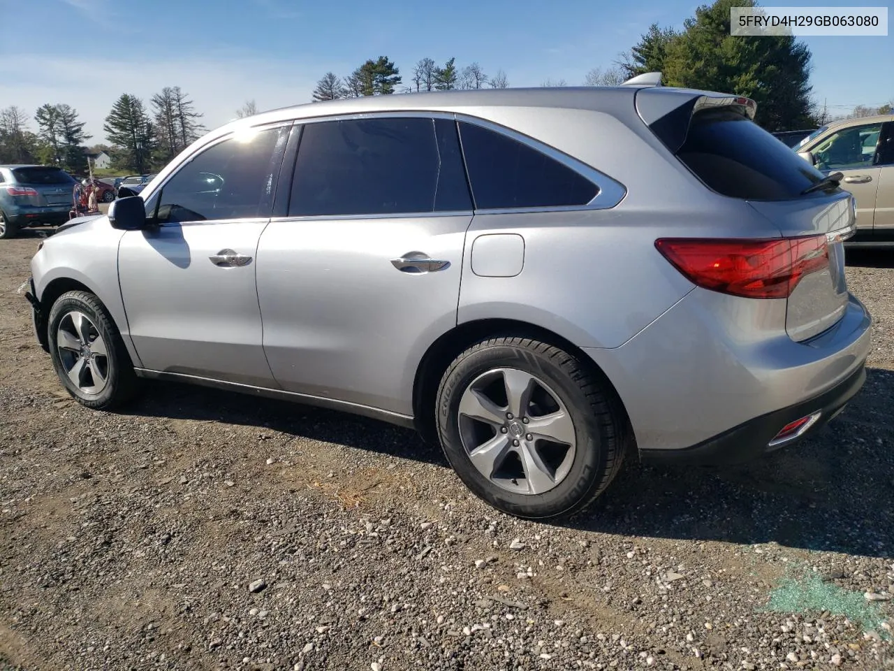 2016 Acura Mdx VIN: 5FRYD4H29GB063080 Lot: 80750744