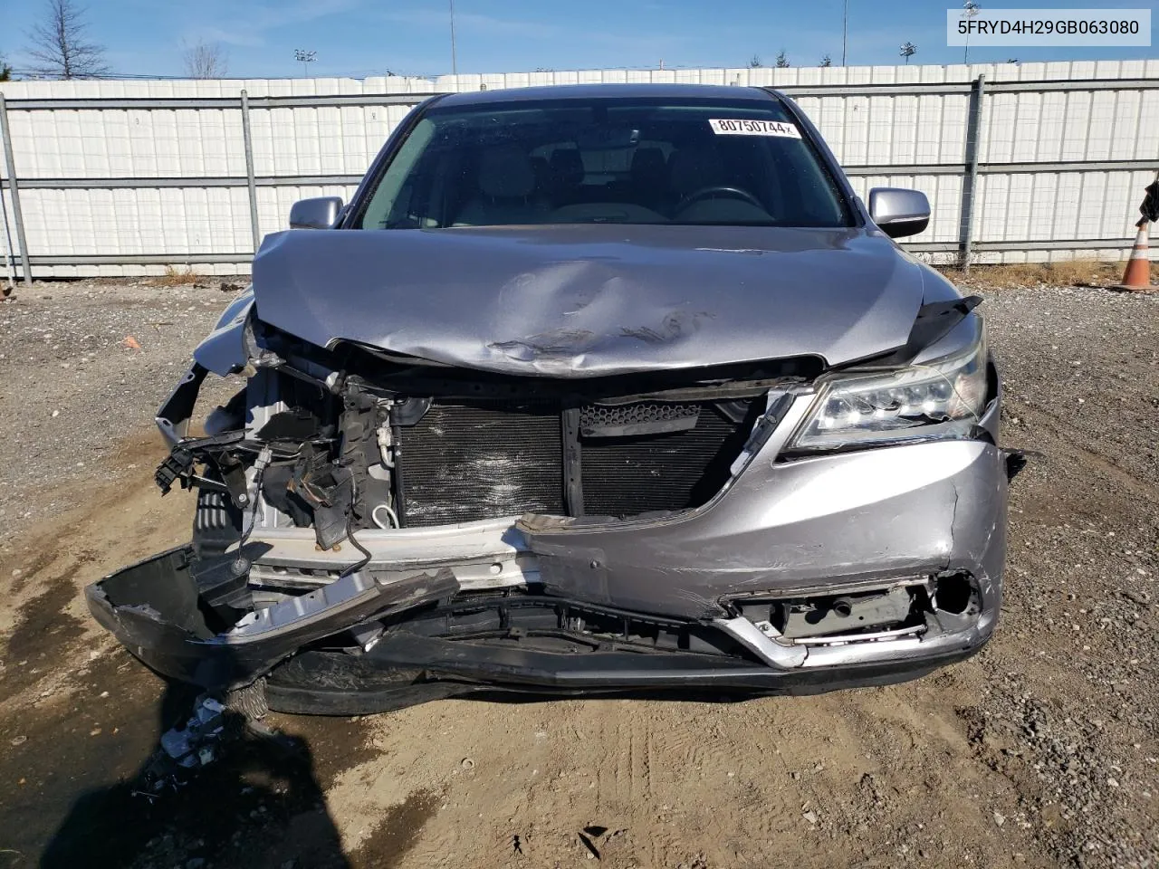 2016 Acura Mdx VIN: 5FRYD4H29GB063080 Lot: 80750744