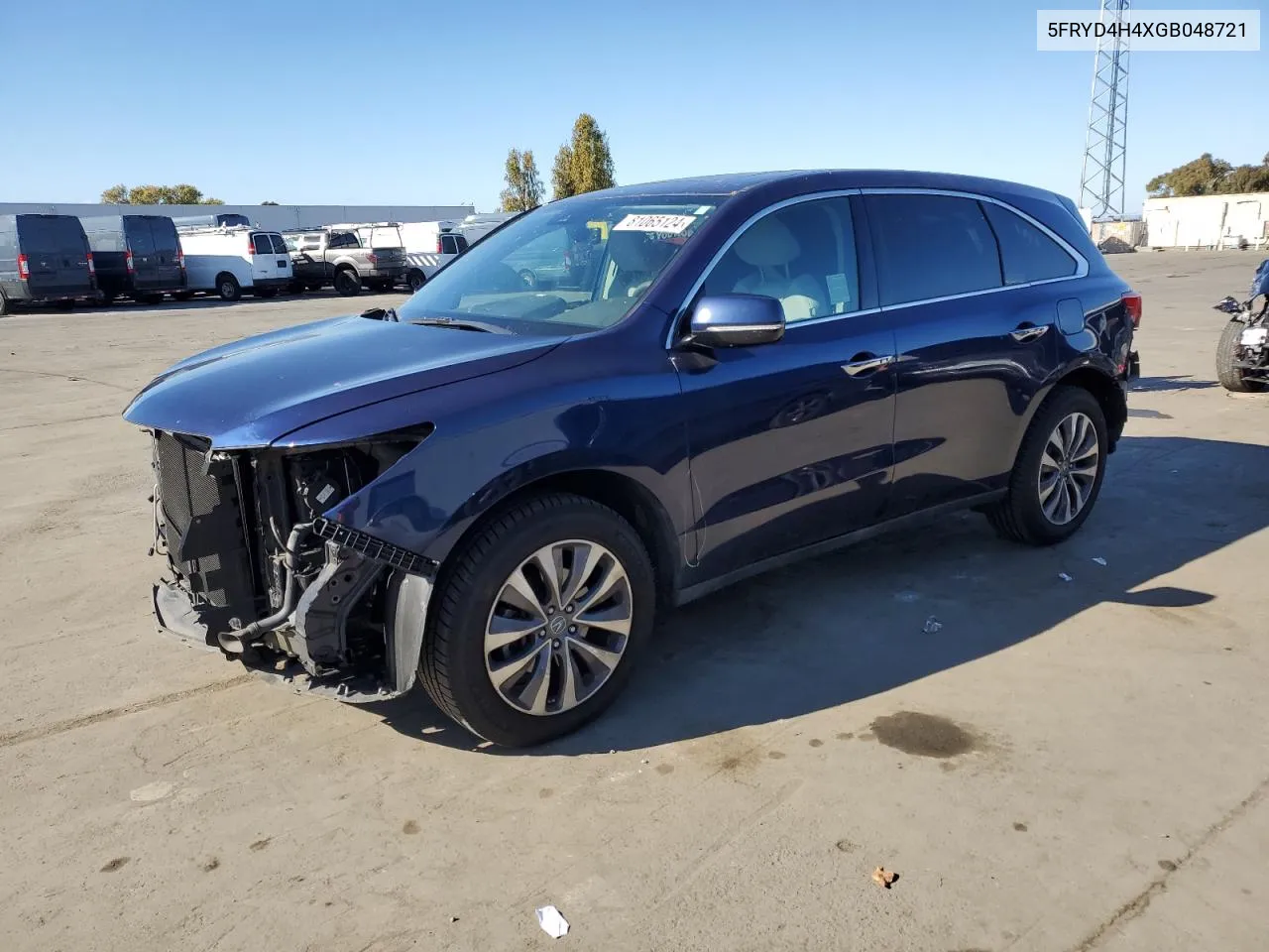 2016 Acura Mdx Technology VIN: 5FRYD4H4XGB048721 Lot: 81065124