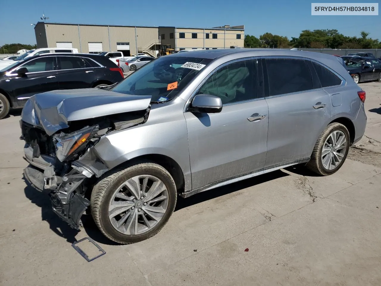 2017 Acura Mdx Technology VIN: 5FRYD4H57HB034818 Lot: 69834734