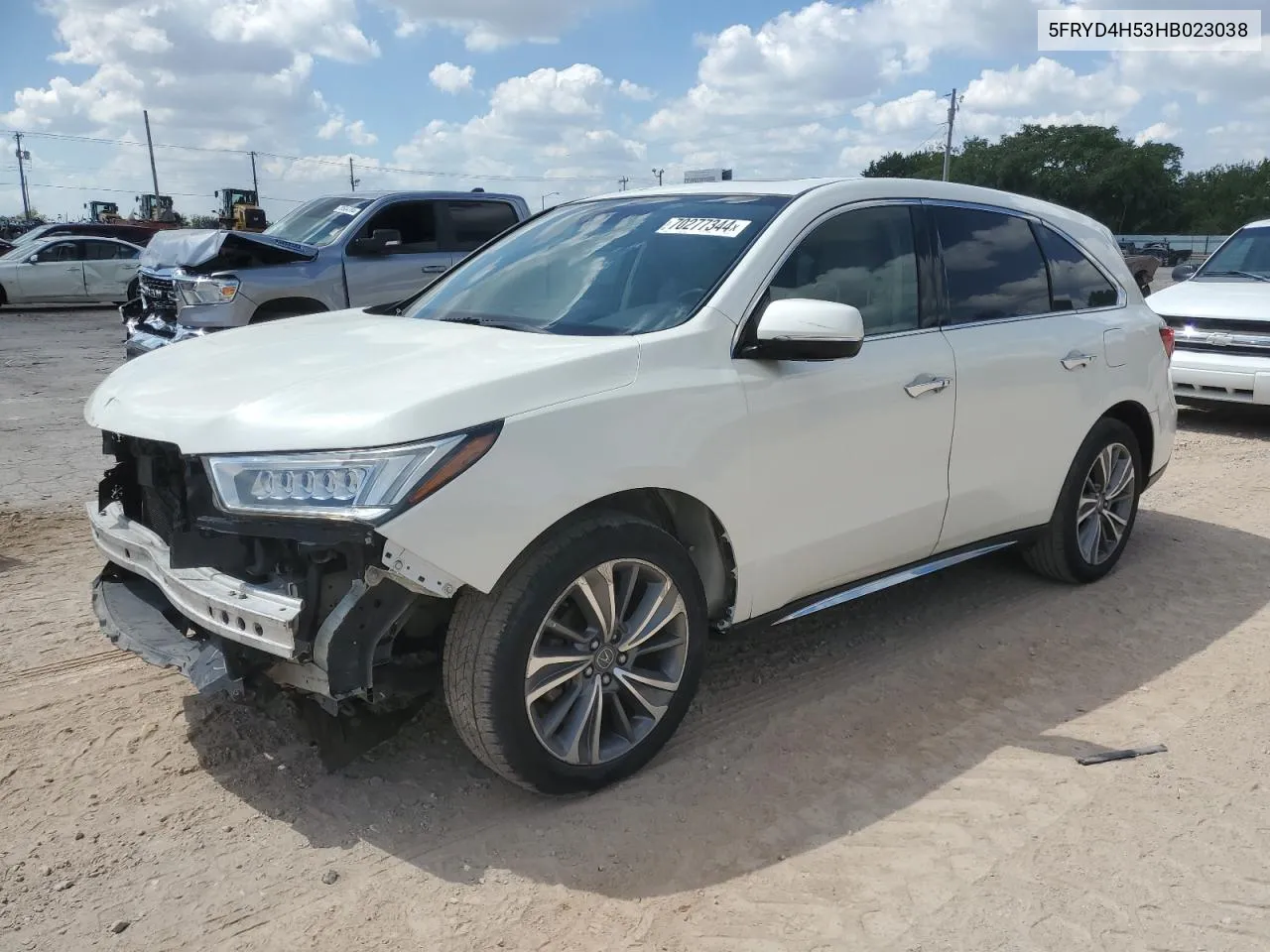 2017 Acura Mdx Technology VIN: 5FRYD4H53HB023038 Lot: 70277344