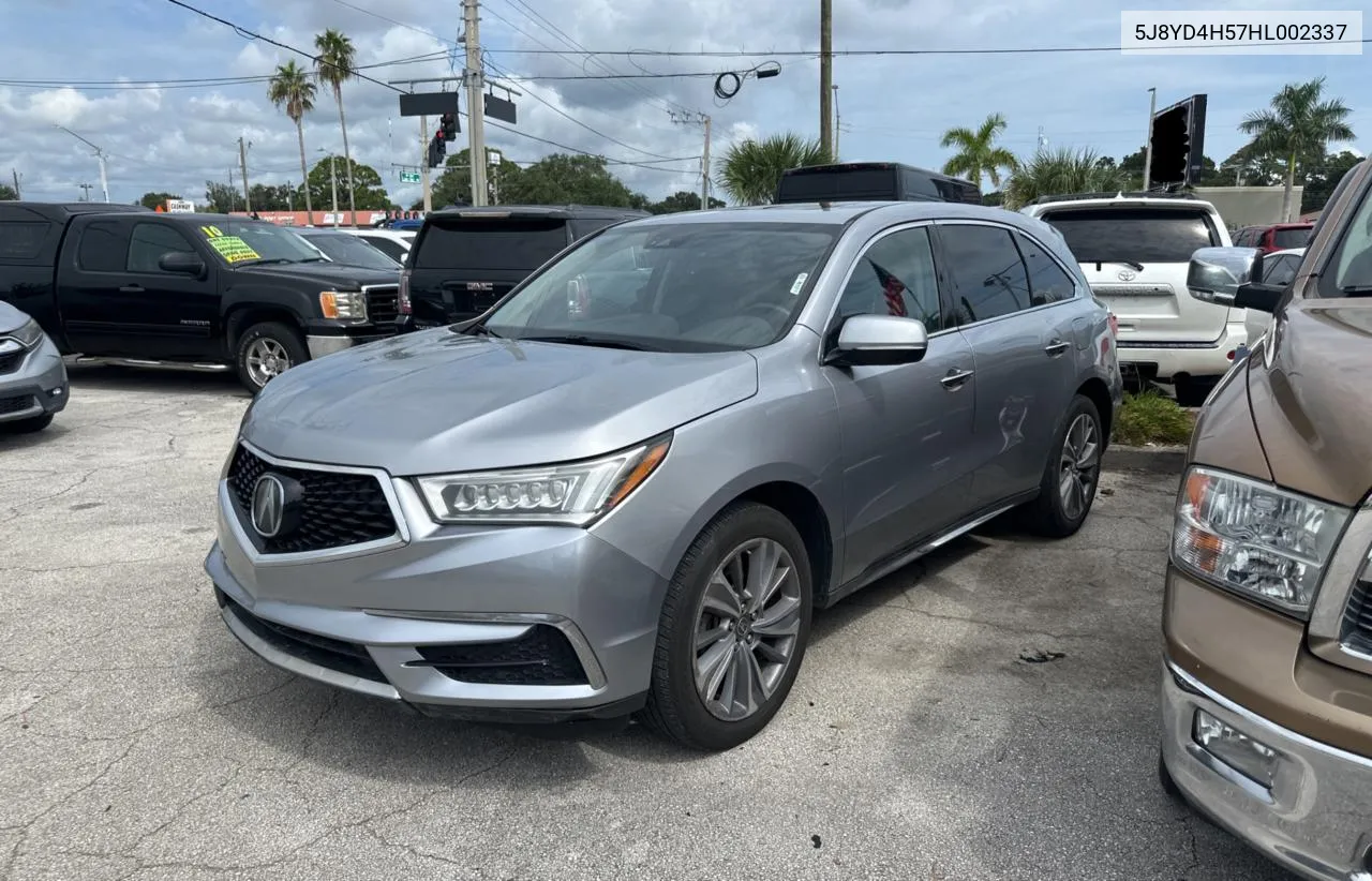 2017 Acura Mdx Technology VIN: 5J8YD4H57HL002337 Lot: 71774434