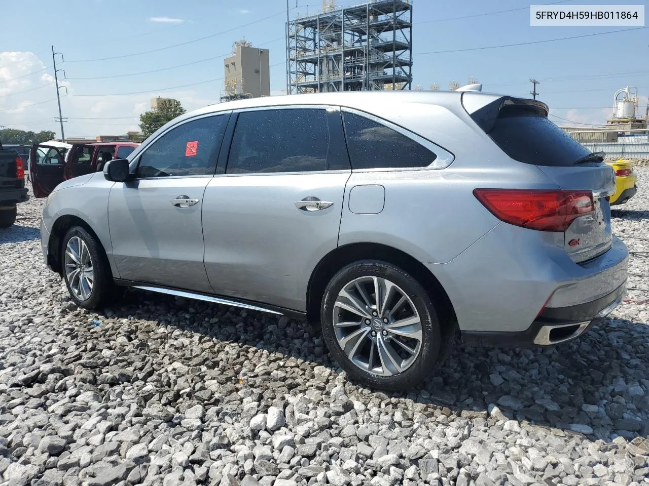 2017 Acura Mdx Technology VIN: 5FRYD4H59HB011864 Lot: 72186294