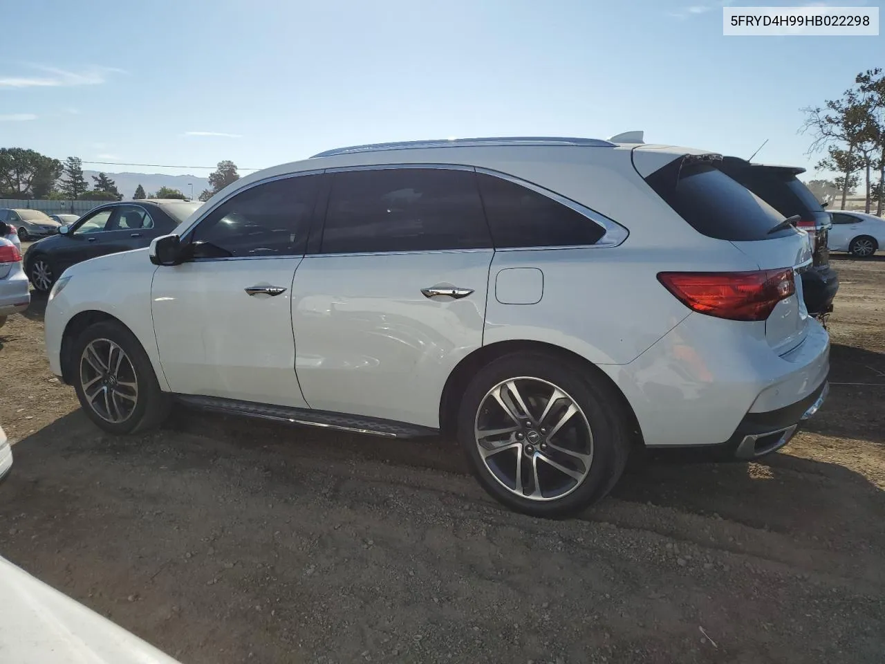 2017 Acura Mdx Advance VIN: 5FRYD4H99HB022298 Lot: 72611824