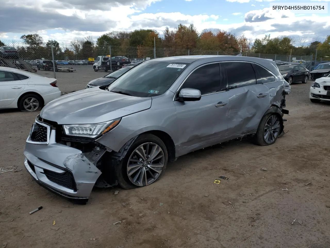 2017 Acura Mdx Technology VIN: 5FRYD4H55HB016754 Lot: 75177004