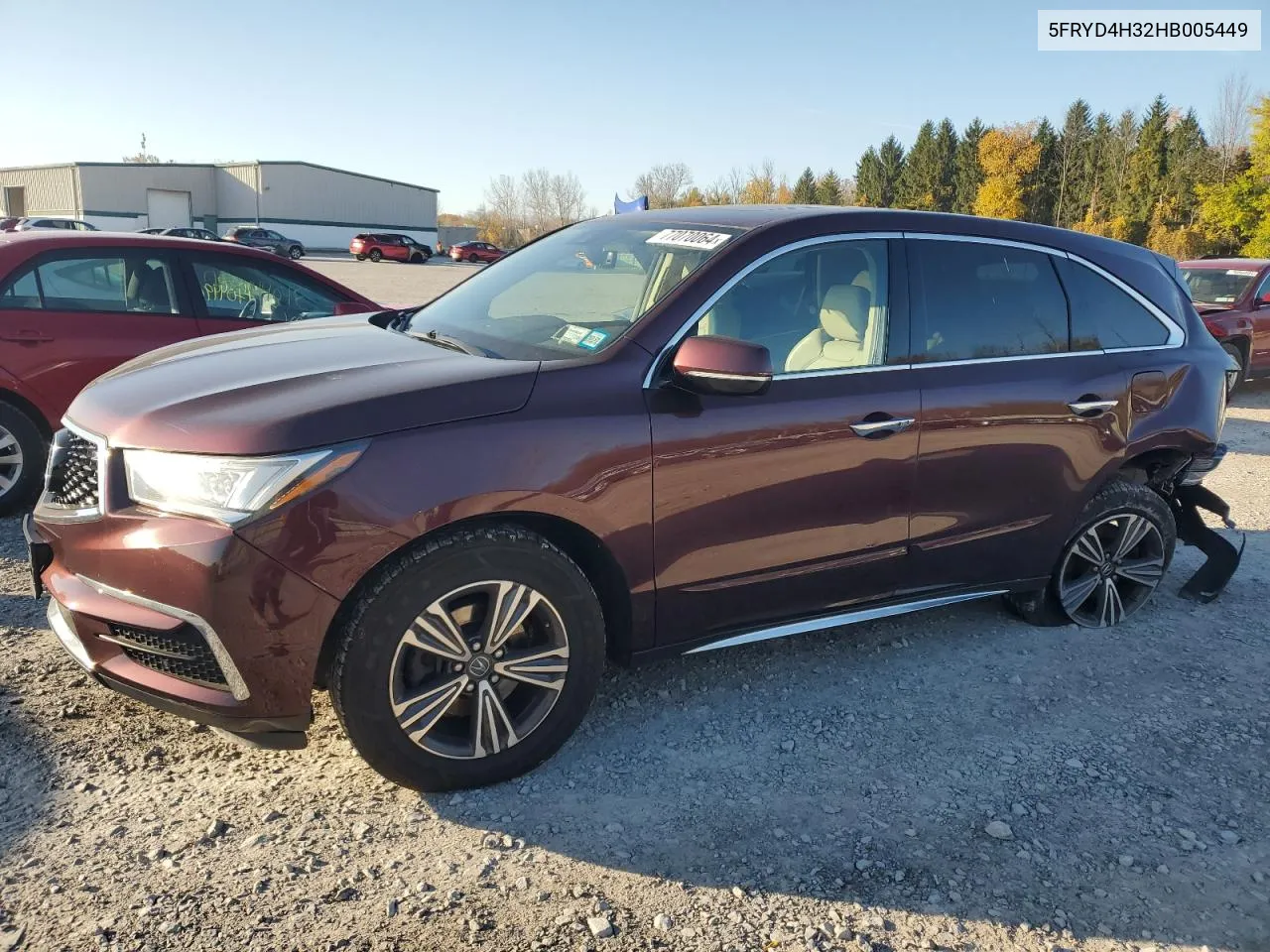 2017 Acura Mdx VIN: 5FRYD4H32HB005449 Lot: 77070064