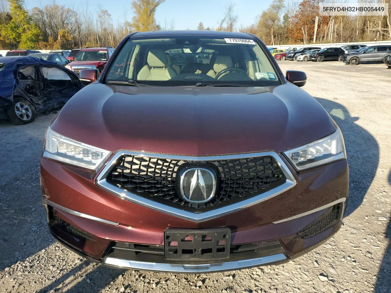 2017 Acura Mdx VIN: 5FRYD4H32HB005449 Lot: 77070064