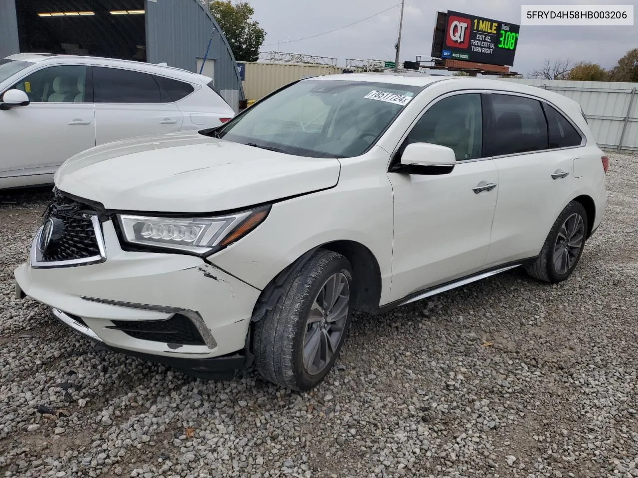 2017 Acura Mdx VIN: 5FRYD4H58HB003206 Lot: 78517724