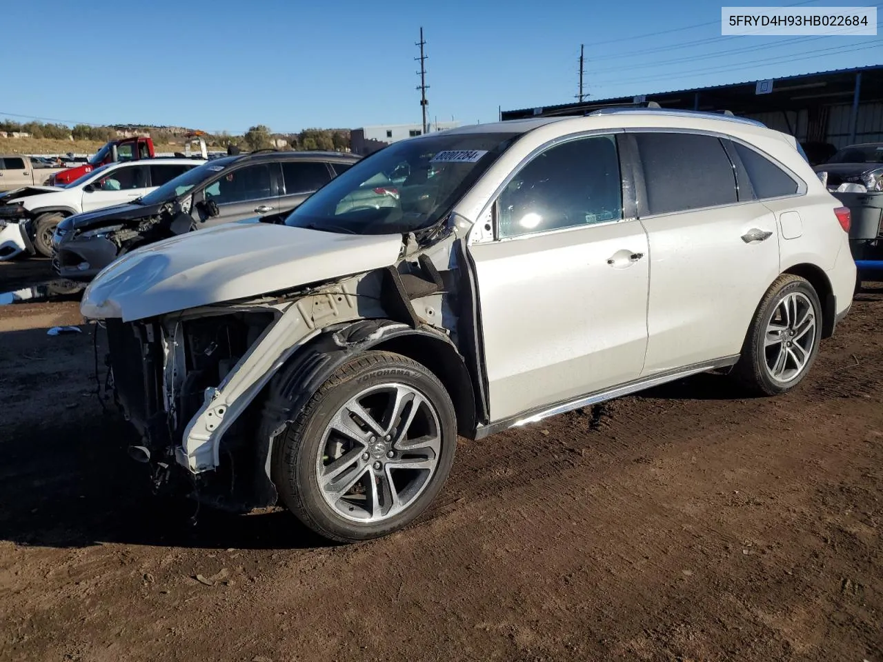 2017 Acura Mdx Advance VIN: 5FRYD4H93HB022684 Lot: 80007284