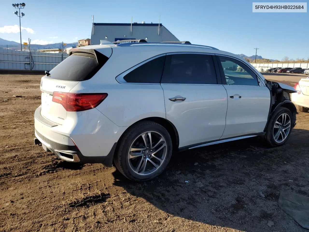 2017 Acura Mdx Advance VIN: 5FRYD4H93HB022684 Lot: 80007284