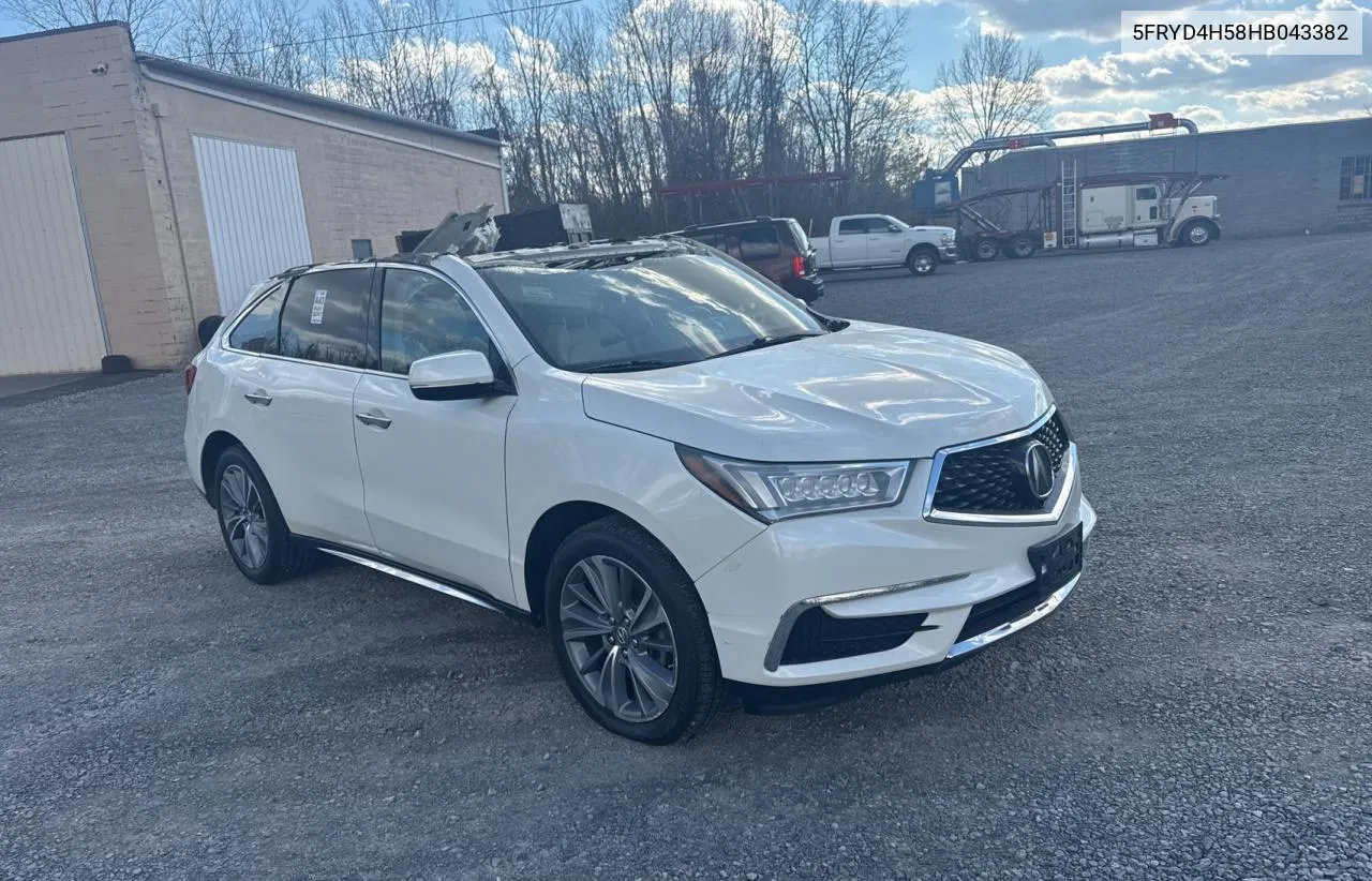 2017 Acura Mdx Technology VIN: 5FRYD4H58HB043382 Lot: 80253064