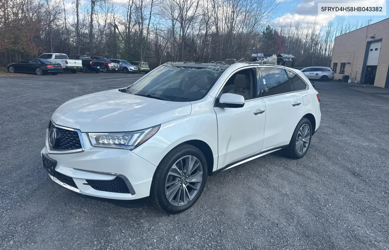 2017 Acura Mdx Technology VIN: 5FRYD4H58HB043382 Lot: 80253064