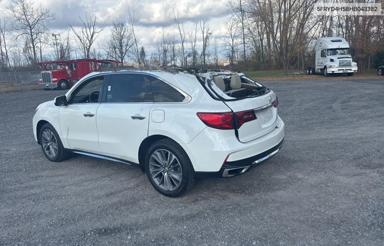 2017 Acura Mdx Technology VIN: 5FRYD4H58HB043382 Lot: 80253064