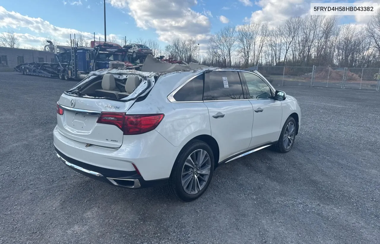 2017 Acura Mdx Technology VIN: 5FRYD4H58HB043382 Lot: 80253064