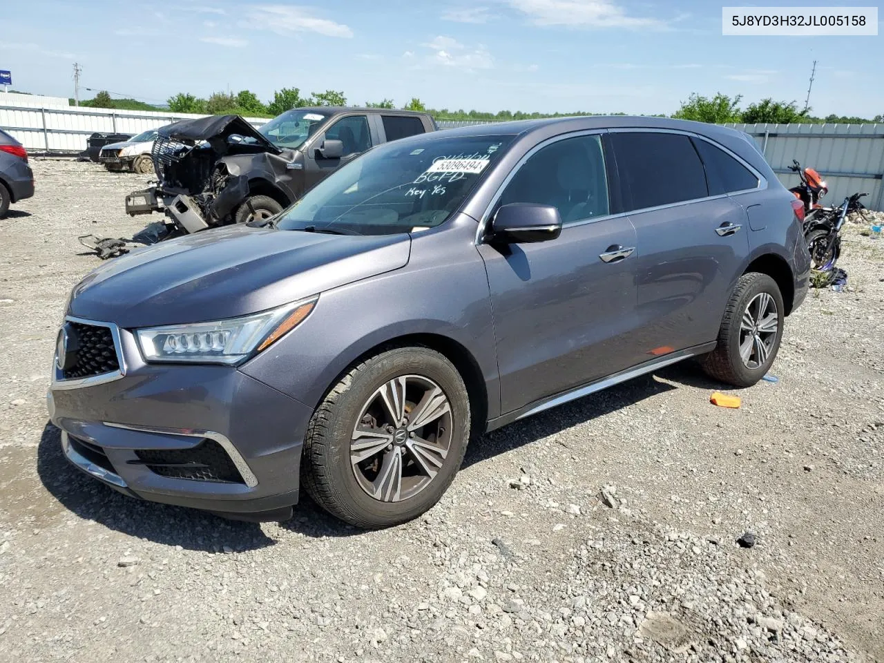 2018 Acura Mdx VIN: 5J8YD3H32JL005158 Lot: 53096494