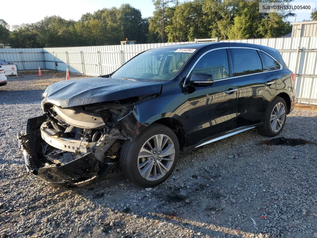 2018 Acura Mdx Technology VIN: 5J8YD3H53JL005400 Lot: 72134294