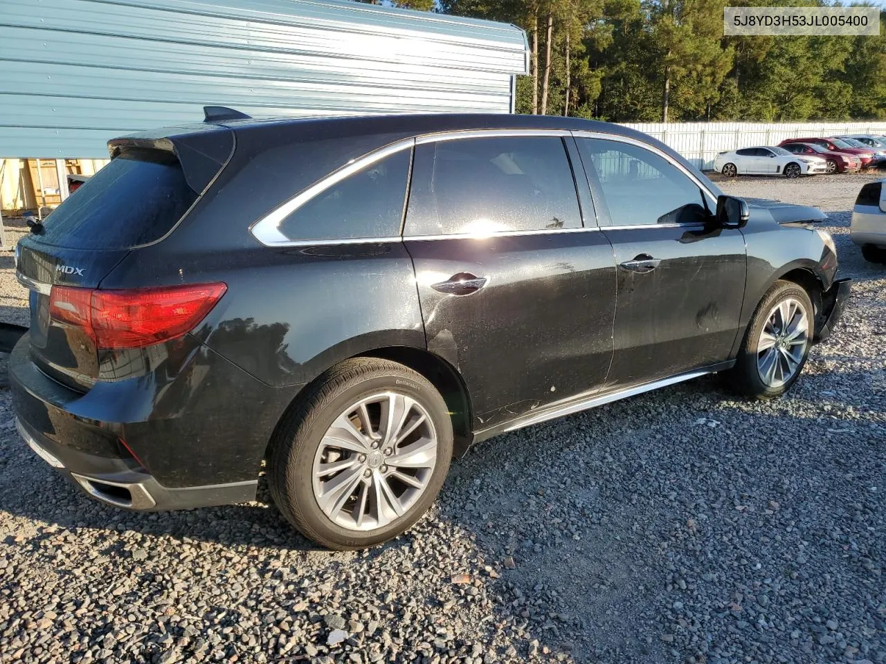 2018 Acura Mdx Technology VIN: 5J8YD3H53JL005400 Lot: 72134294