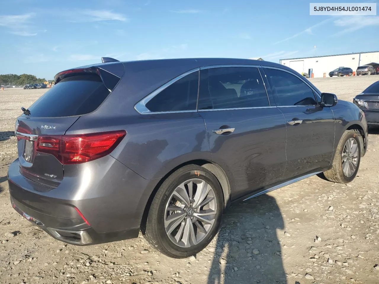 2018 Acura Mdx Technology VIN: 5J8YD4H54JL001474 Lot: 72341174