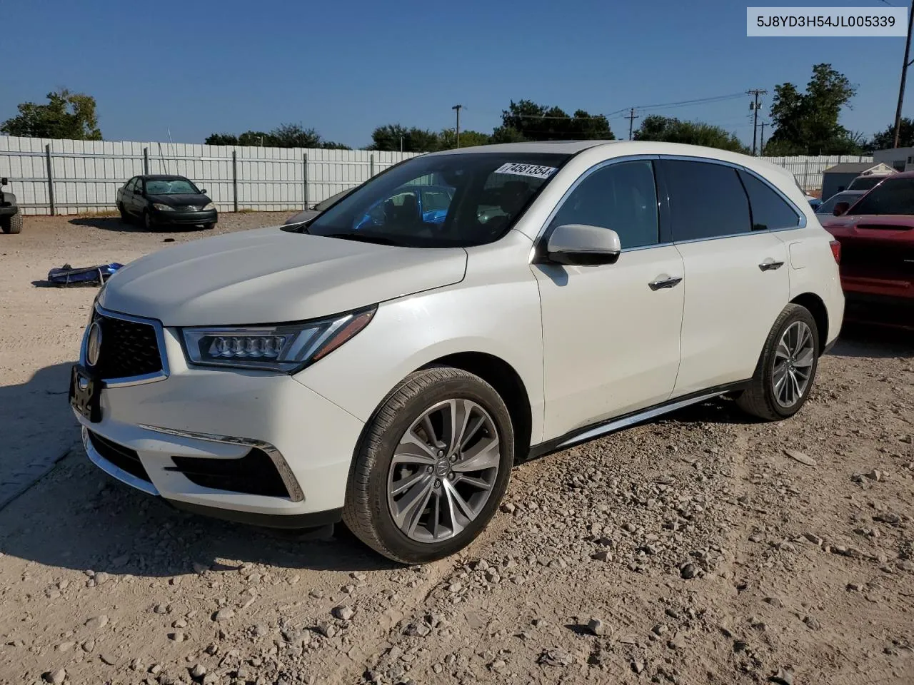 2018 Acura Mdx Technology VIN: 5J8YD3H54JL005339 Lot: 74581354