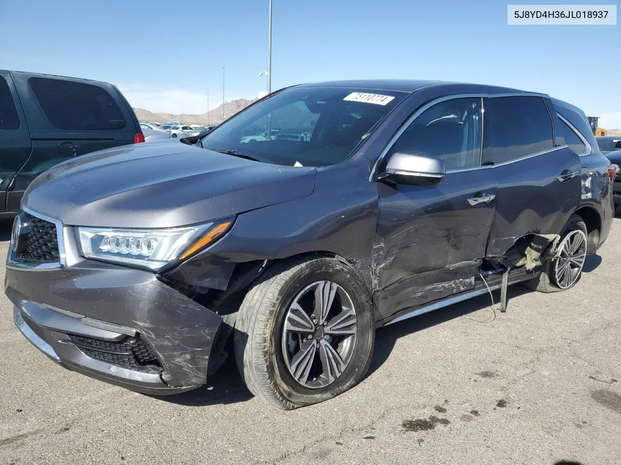 2018 Acura Mdx VIN: 5J8YD4H36JL018937 Lot: 75110774