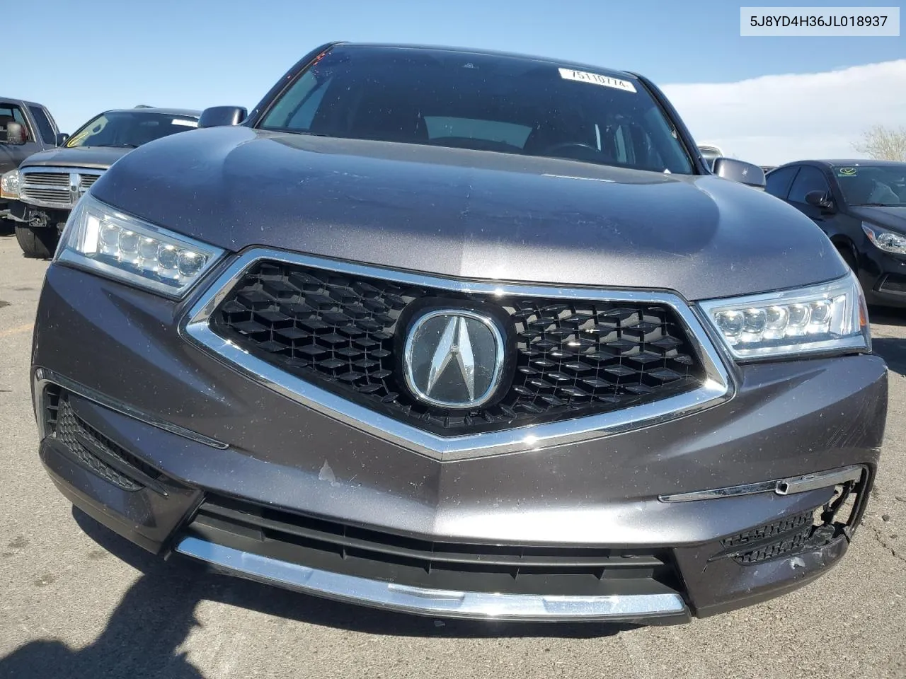 2018 Acura Mdx VIN: 5J8YD4H36JL018937 Lot: 75110774