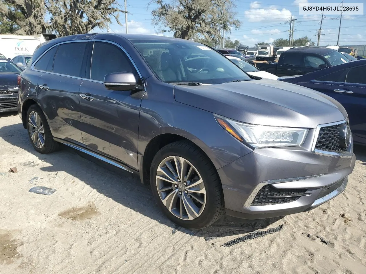 2018 Acura Mdx Technology VIN: 5J8YD4H51JL028695 Lot: 76410874