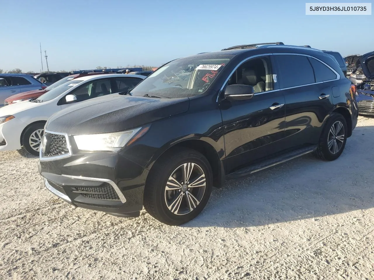 2018 Acura Mdx VIN: 5J8YD3H36JL010735 Lot: 76625974