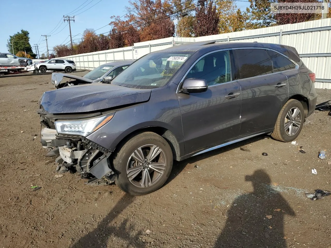 2018 Acura Mdx VIN: 5J8YD4H39JL021718 Lot: 77582674