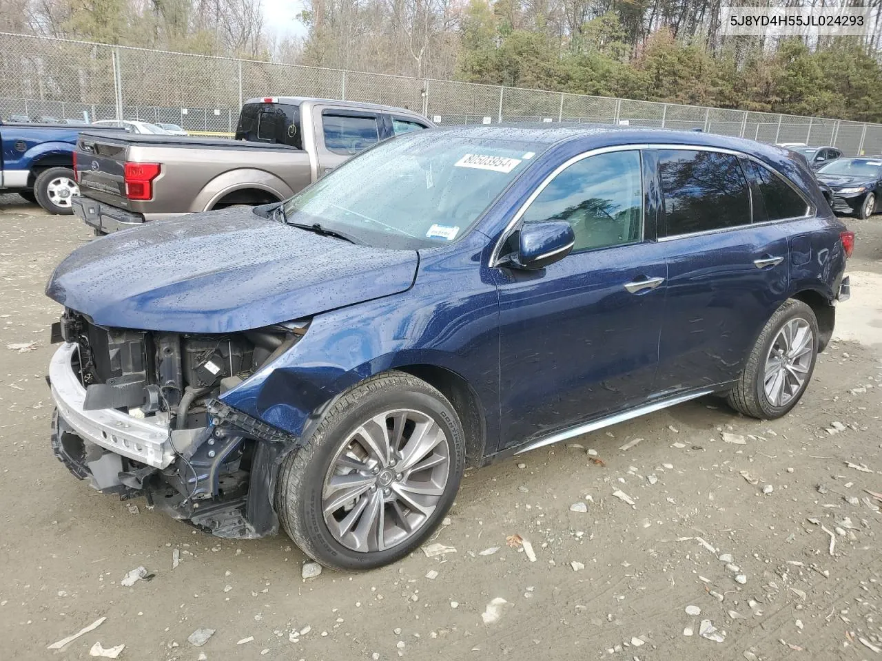 2018 Acura Mdx Technology VIN: 5J8YD4H55JL024293 Lot: 80503954