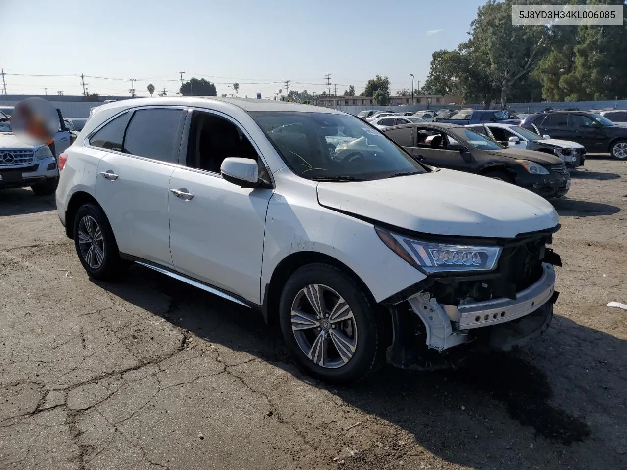 5J8YD3H34KL006085 2019 Acura Mdx